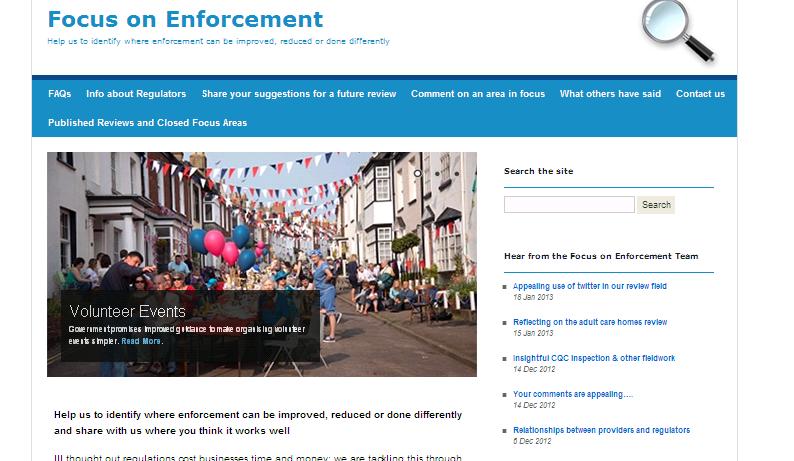 Screenshot of the Focus on Enforcement website.