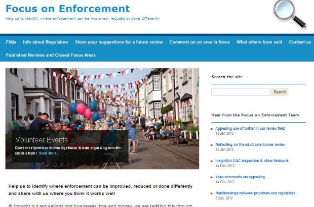 Screenshot of the Focus on Enforcement website.