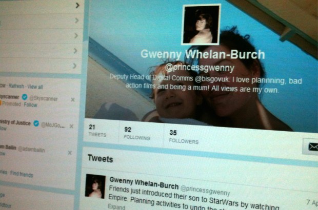 Gwenny's Twitter profile page.