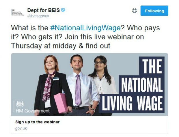 Twitter card for the National Living Wage